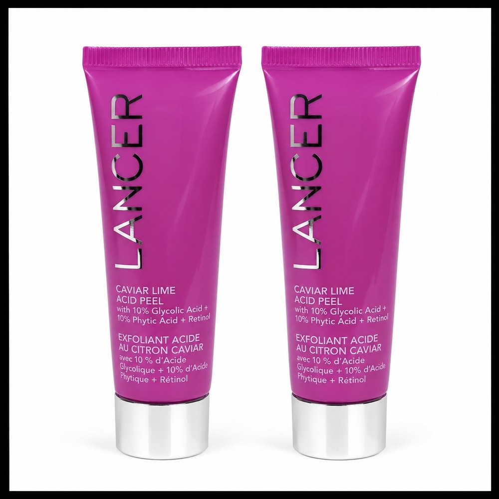 2 x Lancer Caviar Lime Acid Peel 10% Glycolic Acid 0.5 fl.oz. 14 ml. Travel size